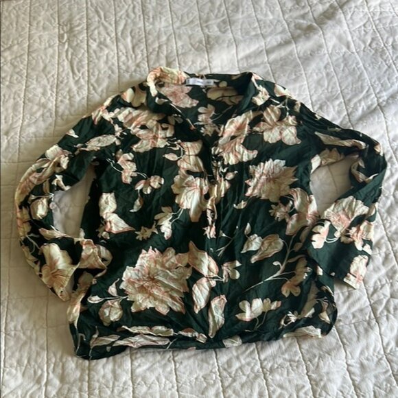 Mango Floral Green Women's Top - Picture 1 of 9